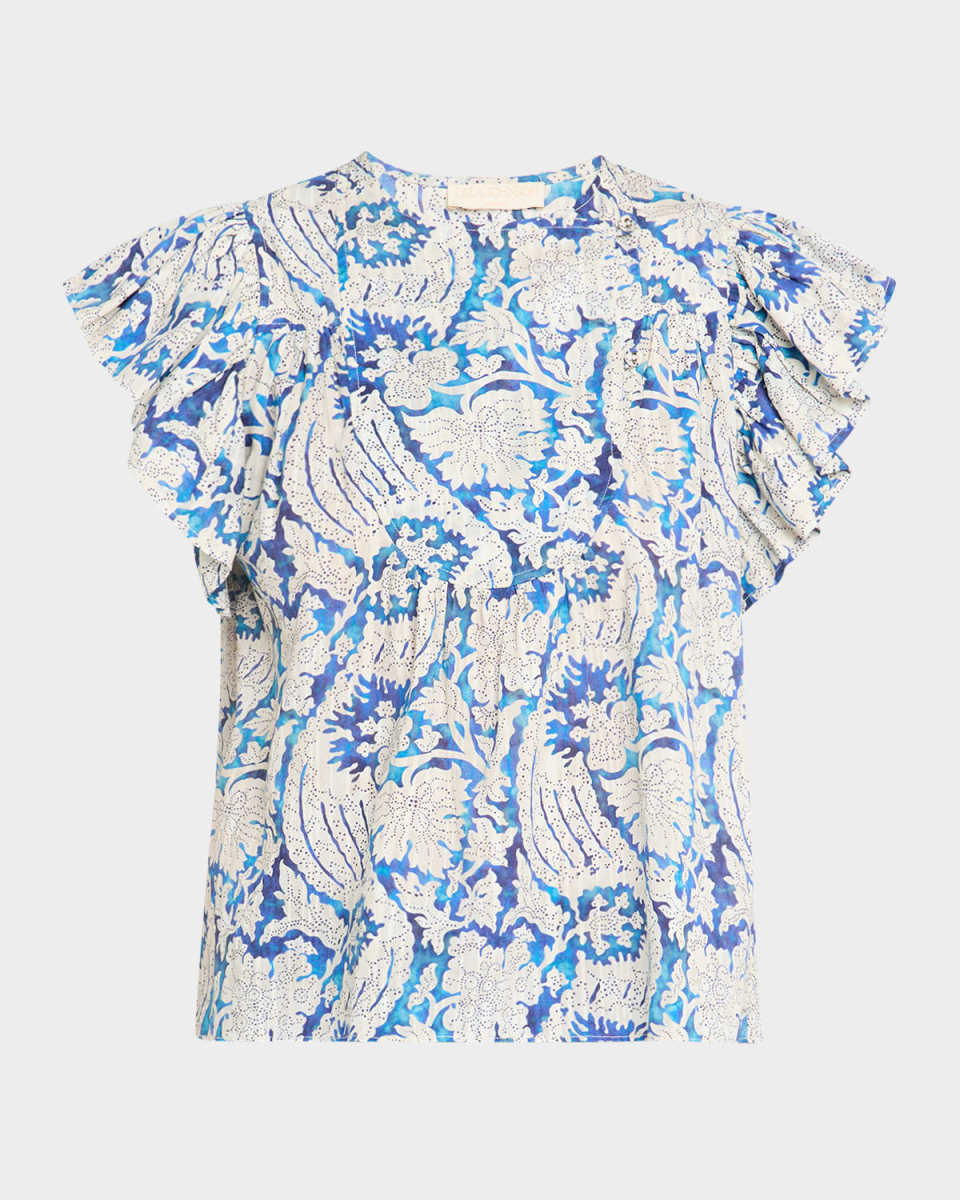 Sienna Flutter-Sleeve Blouse